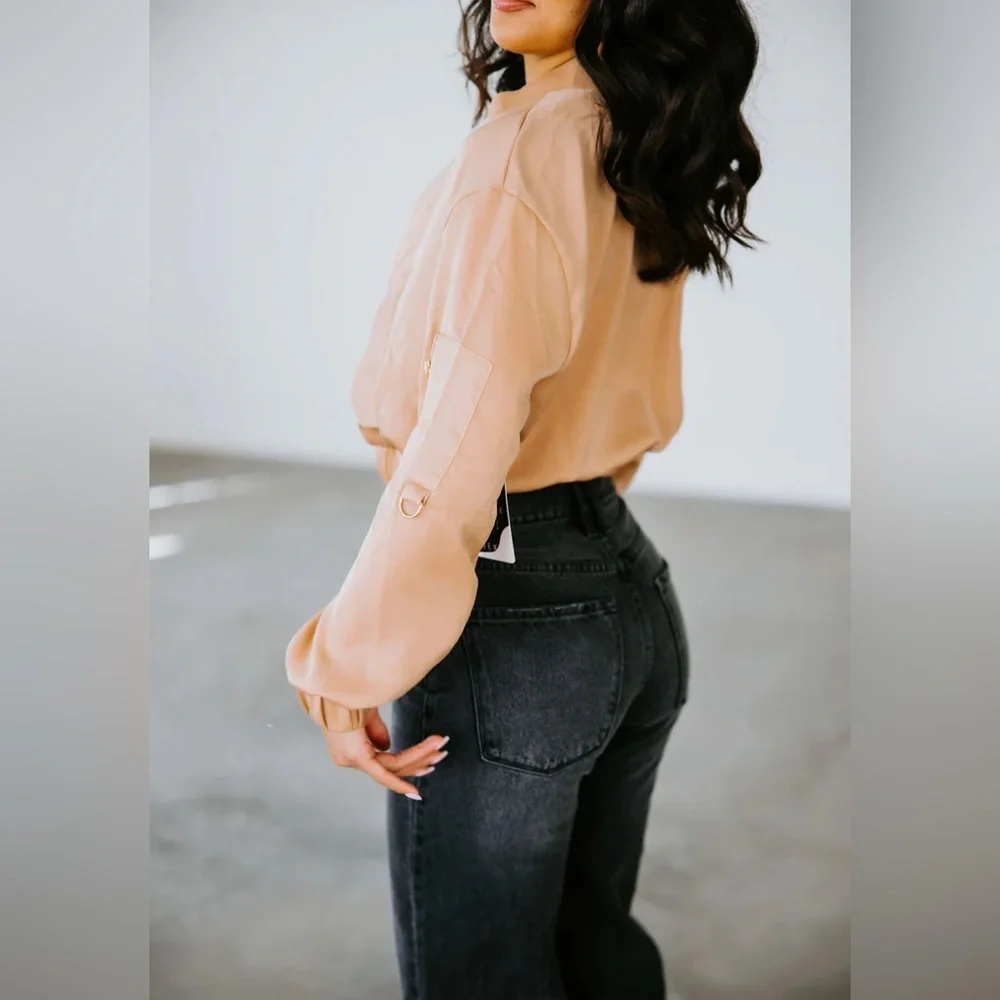 Lovepoem by Block Gianna Satin Bomber Jacket in rose gold, Small - Picture 4 of 10